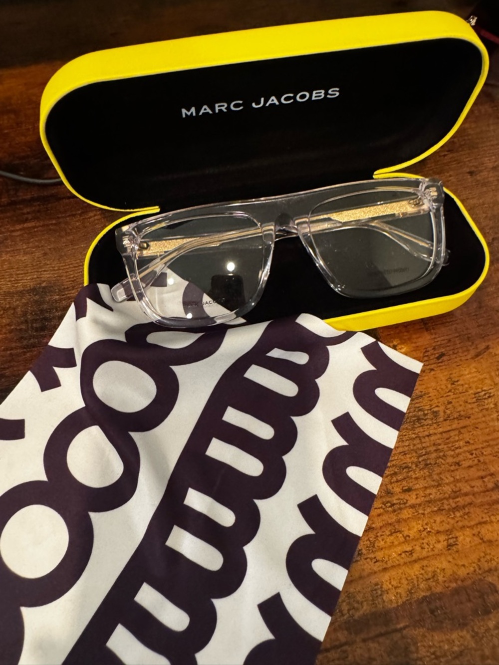 Marc Jacobs Clear Crystal Frame Sunglasses with Gold Temples